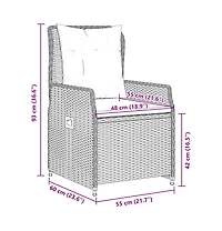 Reclining Garden Chair Grey Pe rattan, powder-coated steel Single