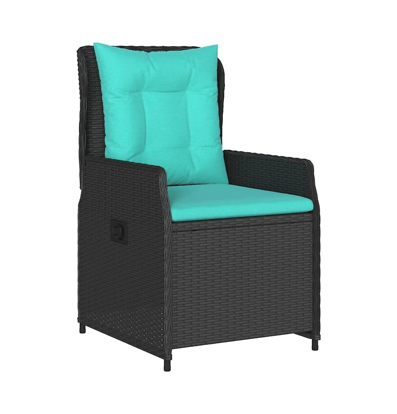 Reclining Patio Chair Black Pe rattan Medium Adjustable Feet