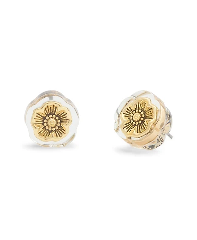 Coach Gold Plated Tea Rose Stud Earrings