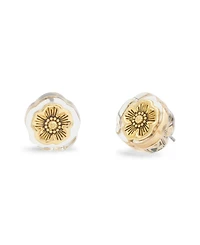 Coach Gold Plated Tea Rose Stud Earrings