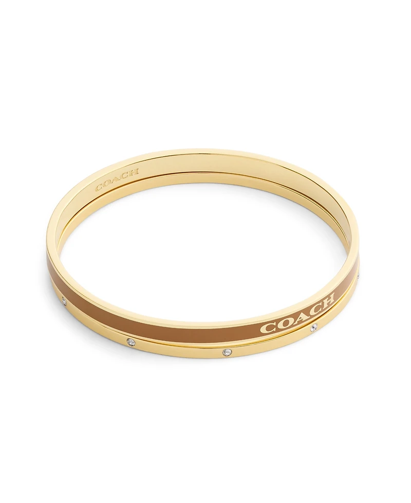 Coach Gold Plated Duo Bangle Bracelet Set