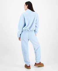 Madden Girl Juniors Star Sherpa Zip Up Sherpa Fleece Sweatpants
