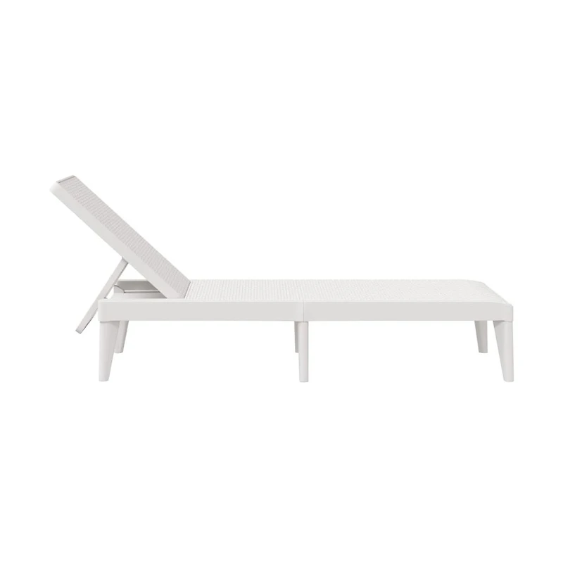Sun Lounger White Polypropylene Medium Multi-Position Backrest
