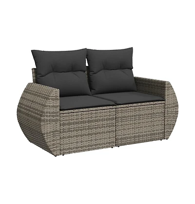 Garden Sofa Grey Pe rattan Large Adjustable Feet
