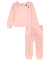 Calvin Klein Baby Girls 2-Piece Long Sleeve Top and Pull-On Jogger Pants Set