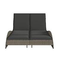 Patio Sun Lounger Gray Pe rattan Dual seat large outdoor lounger