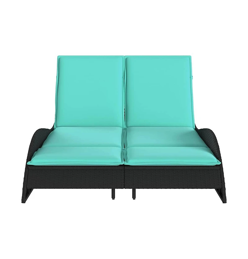 Sun Lounger with Cushions Black 44.9"x80.7"x28.7" Poly Rattan