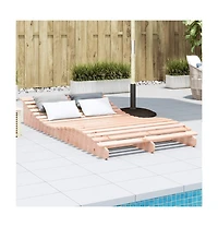 Sun Lounger Natural Wood Solid Douglas Wood Large
