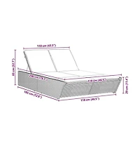 Patio Double Sun Lounger Gray Pe Rattan Double