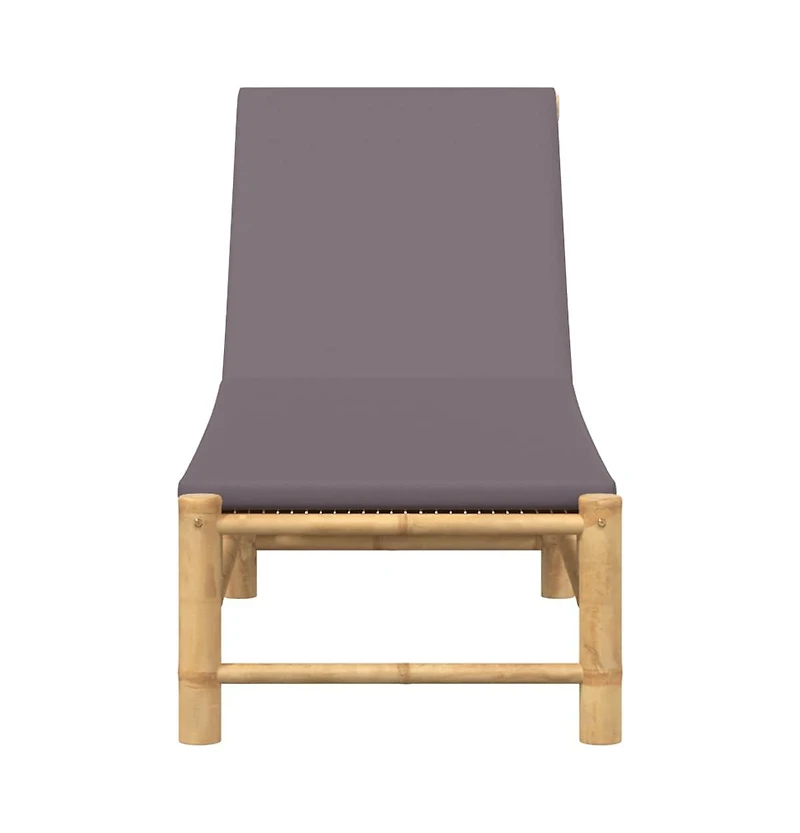 vidaXL Sun Lounger Bamboo, Dark Grey Bamboo, 100% polyester Large