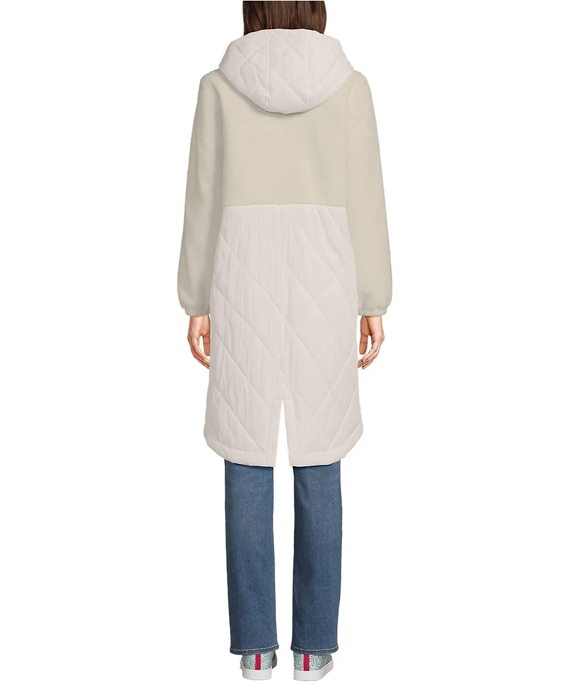 Lands' End Women's High Pile Fleece Quilted Mixed Media Parka