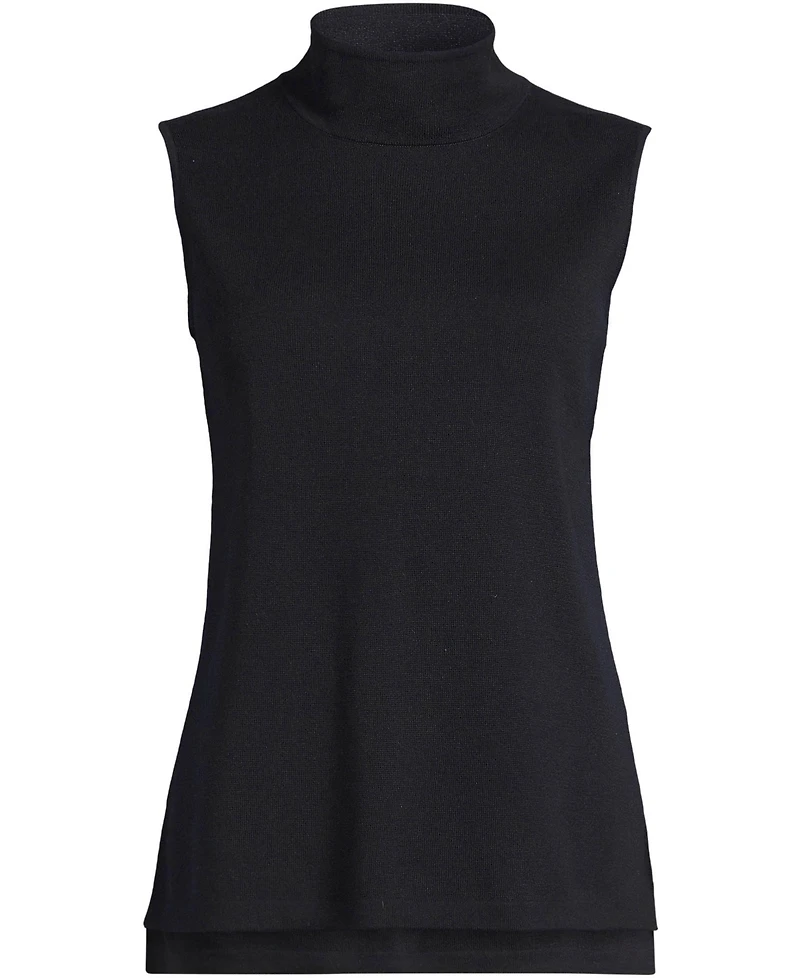 Lands' End Women's Fine Gauge Sleeveless Mock Sweater