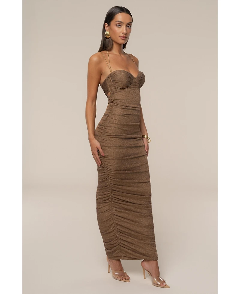 Jluxlabel Women's Ruched Metallic Maxi Dress