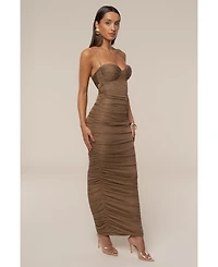 Jluxlabel Women's Ruched Metallic Maxi Dress