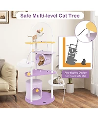 Gymax 62'' Multi-level Cat Tree w/ Moon-Shaped Top Perch Cloud-Shaped Jumping Platform