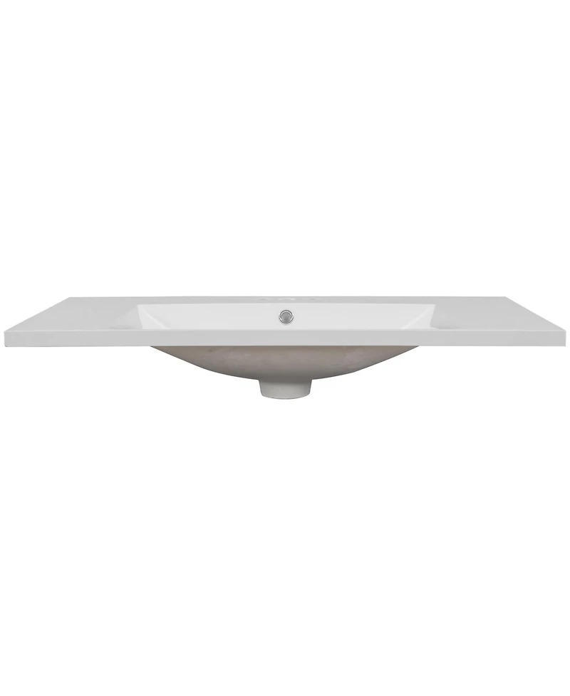 Single Bathroom Vanity Top with White Basin 3Faucet Holes Ceramic White
