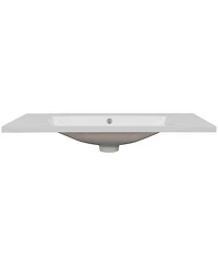 Single Bathroom Vanity Top with White Basin 3Faucet Holes Ceramic White