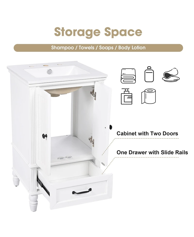 Bathroom Vanity with Sink Bathroom Cabinet A Drawer White