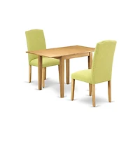 East West Furniture Dining Room Set Oak, NDEN3-oak-07