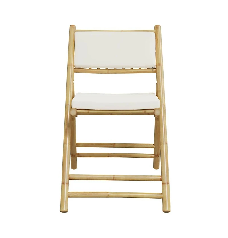 Bistro Chair Set of 2 Cream white Bamboo Standard Foldable