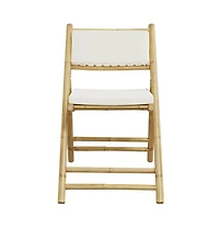 Bistro Chair Set of 2 Cream white Bamboo Standard Foldable