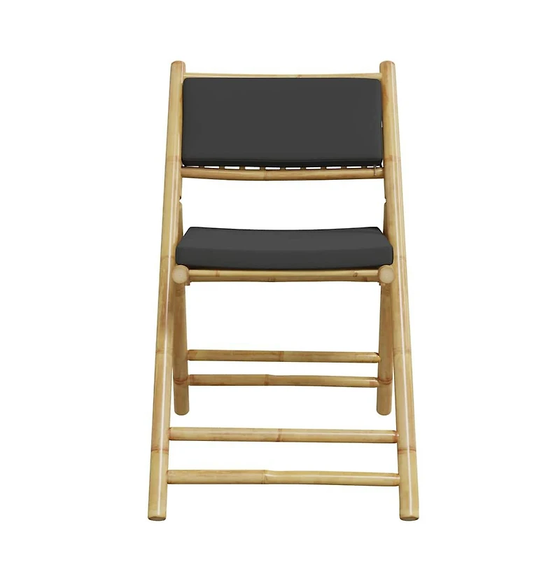 vidaXL Bistro Chair Set of 2 Dark grey Bamboo, Polyester Standard