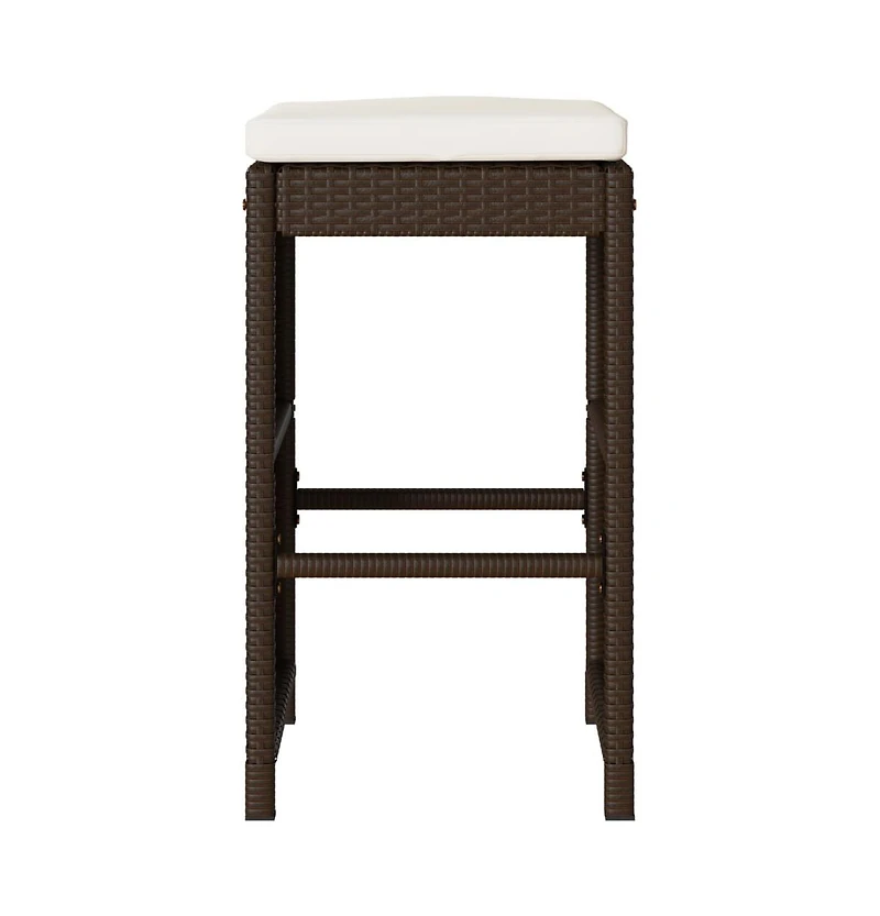 Garden Bar Stool Set of 2 Brown,Cream white