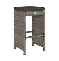 Garden Bar Stool Set of 4 Grey Pe rattan Standard