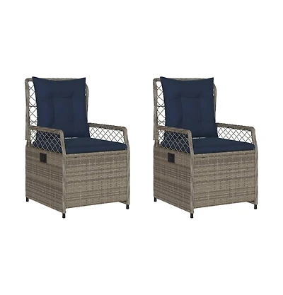 Reclining Patio Chair Gray and Navy Blue