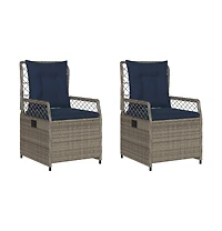 Reclining Patio Chair Gray and Navy Blue