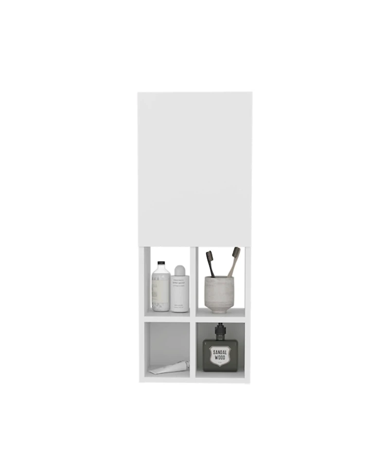 Depot E-Shop Kinta Wall Cabinet, 1 Door, 6 Shelves, White
