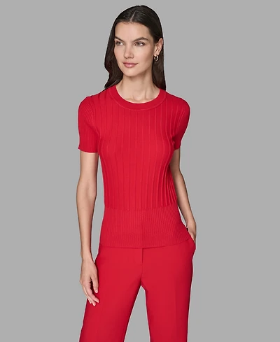 Karl Lagerfeld Paris Women's Short Sleeve Sweater Knit Top