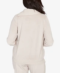 Alfred Dunner Petite Calm Luxe Solid Shimmer Detail Envelope Neck Top
