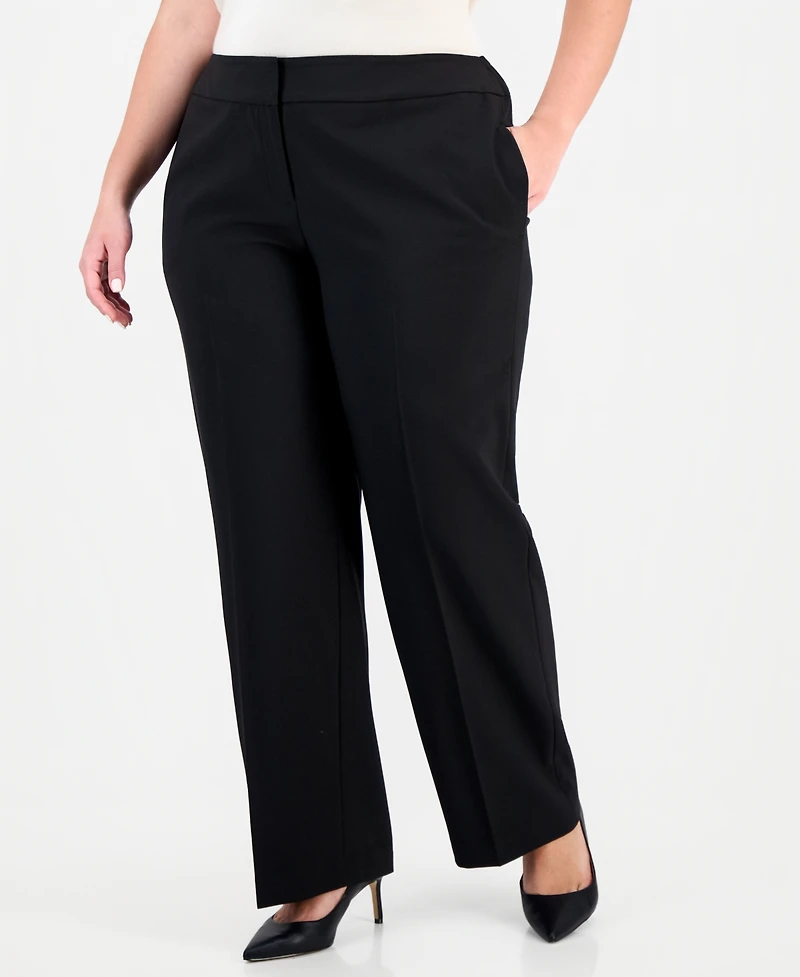 Le Suit Plus Belted Wide-Leg Mid-Rise 2 Piece Pantsuit