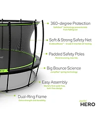 JumpFlex Hero 12' Trampoline for Kids Outdoor Play Equipment with Net & Ladder