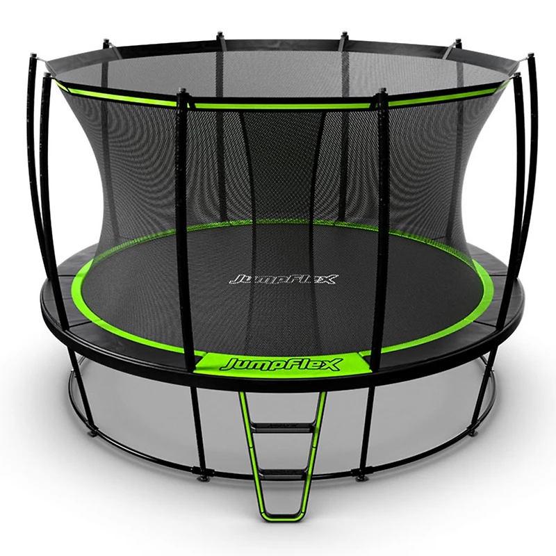 JumpFlex Hero 12' Trampoline for Kids Outdoor Play Equipment with Net & Ladder