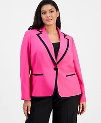 Le Suit Plus Colorblocked Mid-Rise Wide-Leg Pantsuit
