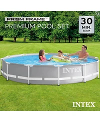 Intex 12 foot x 30 inch Prism Frame Round Above Ground Swimming Pool, (No Pump)