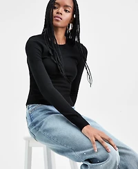 Bar Iii Women's Corset-Inspired Long-Sleeve Sweater, Macy's Exclusive