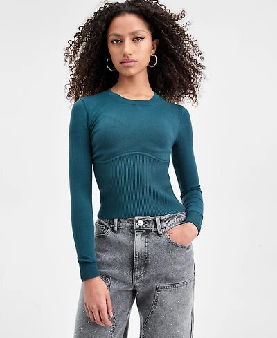 Bar Iii Women's Corset-Inspired Long-Sleeve Sweater, Macy's Exclusive