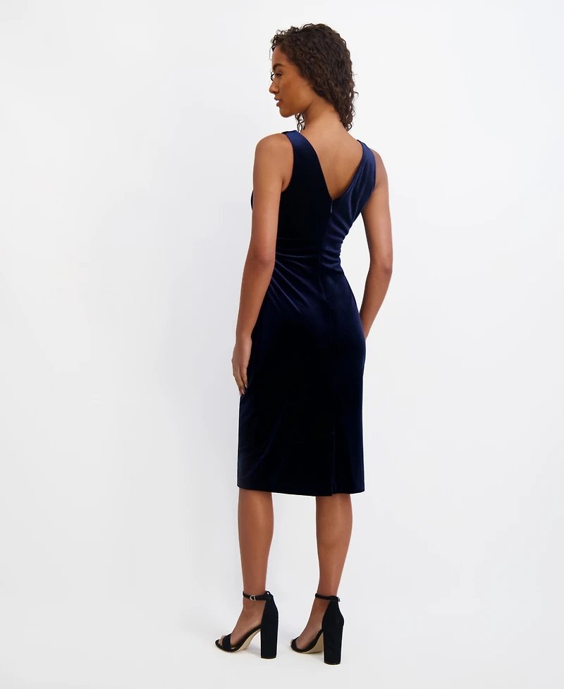 kensie Women's Cowlneck Sleeveless Velvet Dress