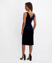 kensie Women's Cowlneck Sleeveless Velvet Dress