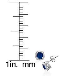 Macy's 2-Piece Set Lab Grown White Opal (2 ct. t.w.) and Sapphire (5 Cushion Halo Pendant Necklace with Matching Earrings Sterling Silver