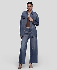 Avec Les Filles Women's Bejeweled Long Sleeves Oversized Shirt