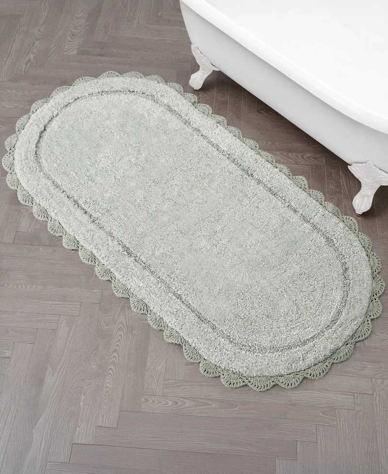 Laura Ashley Crochet Cotton Bath Rug, 24" x 60"