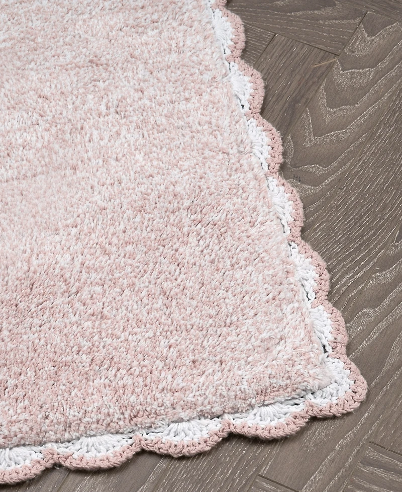 Laura Ashley Heathered Crochet Border Cotton Bath Rug, 17" x 24"