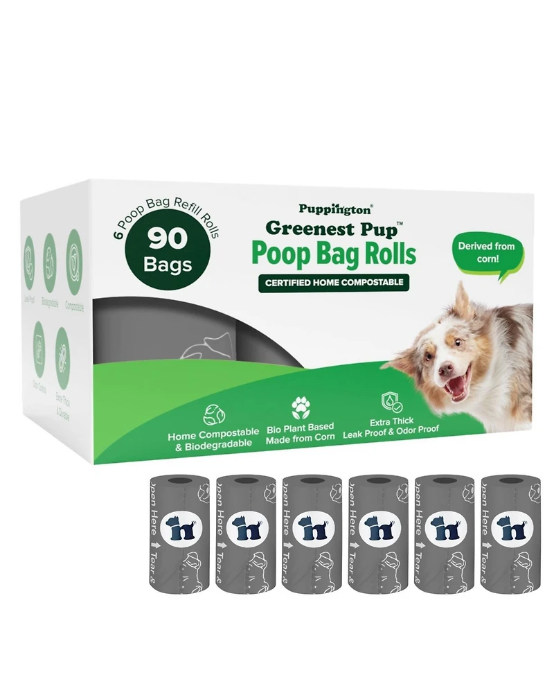Compo Dog Poop Bags, 90 Bags, Charcoal Gray