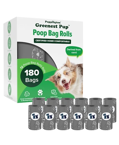 Compo Dog Poop Bags, 180 Bags, Charcoal Gray