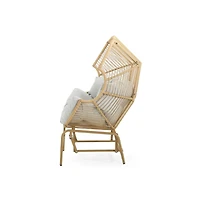 Chic Crate - Elevate Your Outdoor Living with the Luxurious Light Brown Palos Wicker Glider Chair for Ideal Comfort