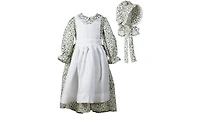 Dress Up America Toddler Pioneer Dress, Apron & Bonnet Costume Set